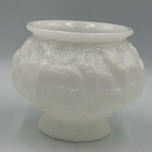 Vintage MCM E O Brody Milk Glass Crinkle Opaque Glass Bowl/Planter